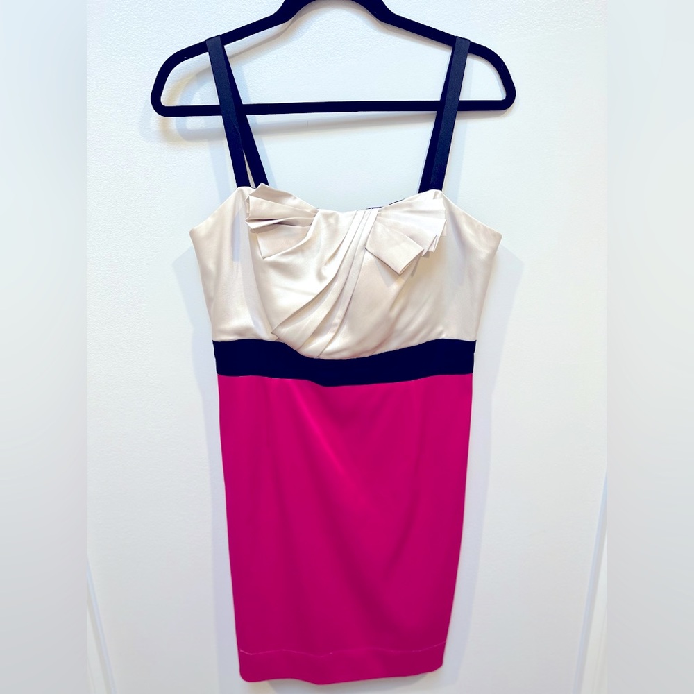 Max & Cleo Dress - size 12 - cream, black and hot pink